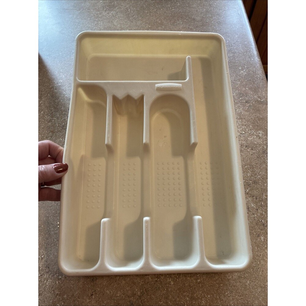 VTG Rubbermaid Cream Silverware Flatware Utensil Holder Tray #2919